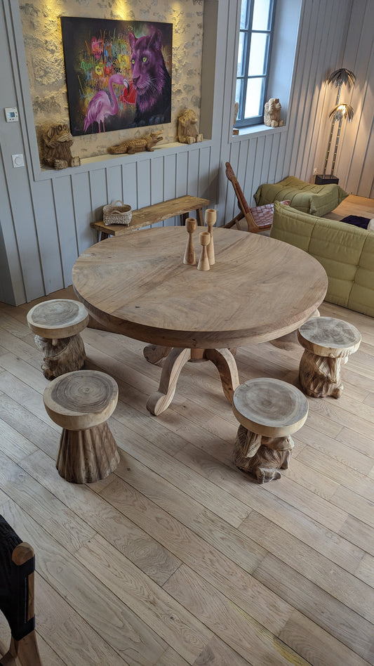Table a manger ronde a pied central suar massif