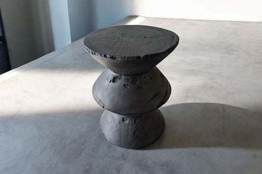 Bout de canapé bois brulé