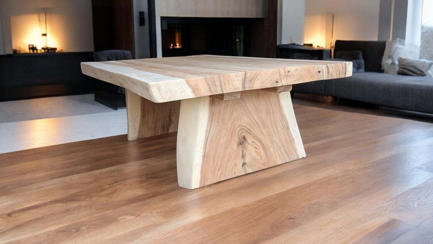 Table basse rectangle en suar massif eclairci