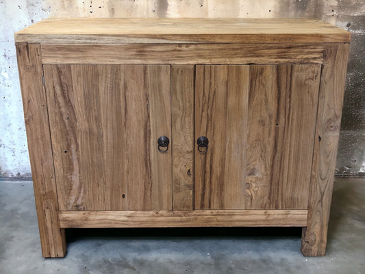 Buffet teck recyclé ancien 2 portes