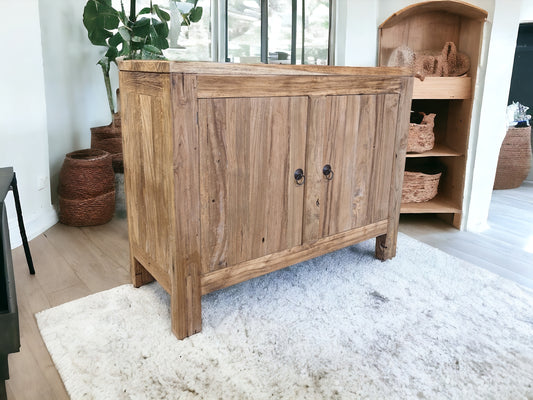 Buffet teck recyclé ancien 2 portes